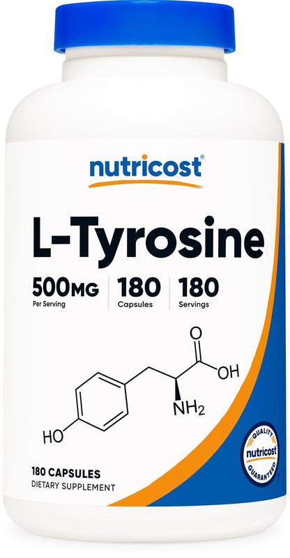 Nutricost L-Tyrosin 500mg, 180 Kapseln – Glutenfrei & Nicht-GVO