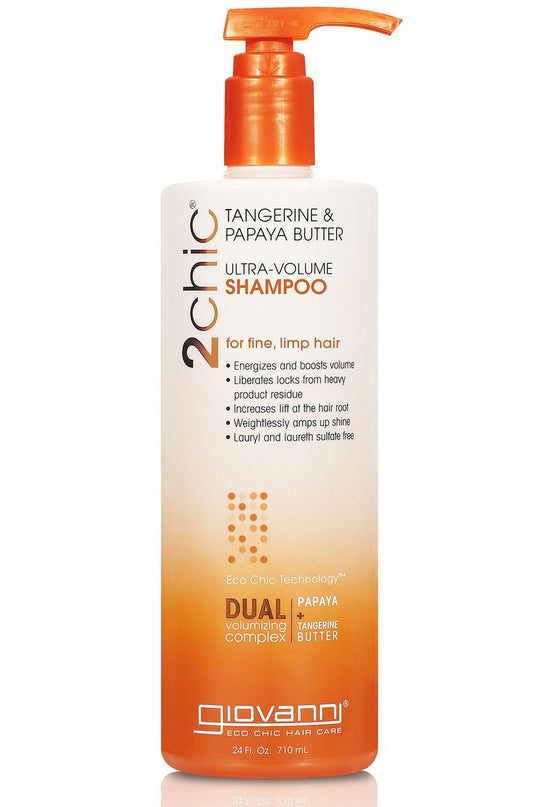GIOVANNI 2chic Ultra-Volume Shampoo mit Mandarine und Papaya-Butter – Für feines, kraftloses Haar – 710 ml
