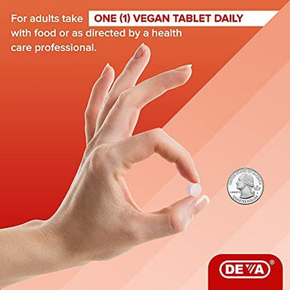 DEVA Vegan Vitamin B12 Fast Dissolve Supplement – Einmal täglich Komplex mit 1000 µg Methylcobalamin B12, Folsäure, B6 – Zitronengeschmack – 90 lösliche Tabletten