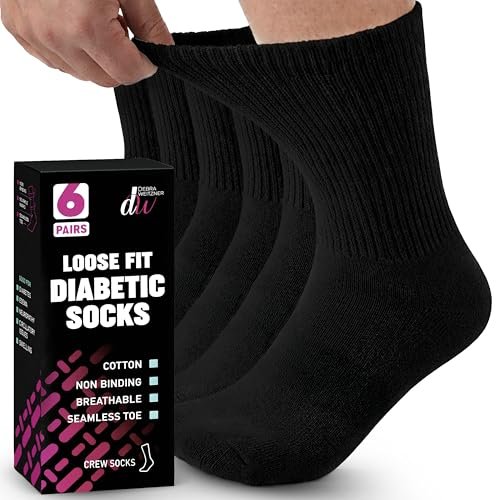 Debra Weitzner Herren Diabetikersocken 6er-Pack, Schwarz, Größe 10-13