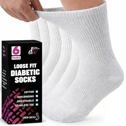Debra Weitzner Herren Diabetiker-Crew-Socken, 6er-Pack, Weiß, Größe 10-13