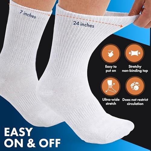 Debra Weitzner Herren Diabetiker-Crew-Socken, 6er-Pack, Weiß, Größe 10-13
