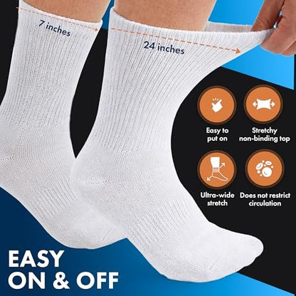 Debra Weitzner Herren Diabetiker-Crew-Socken, 6er-Pack, Weiß, Größe 10-13