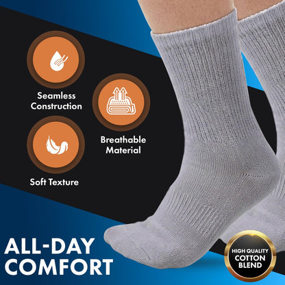 Debra Weitzner Herren Diabetiker-Crew-Socken, 6er-Pack, Weiß, Größe 10-13