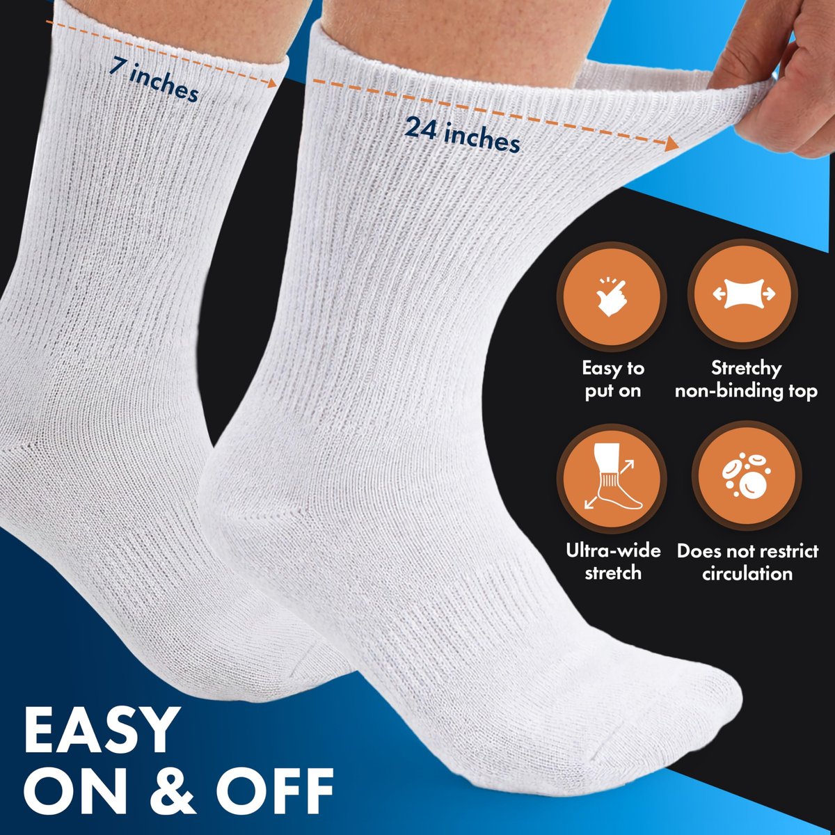 Debra Weitzner Herren Diabetiker-Crew-Socken, 6er-Pack, Weiß, Größe 10-13