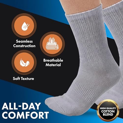 Debra Weitzner Herren Diabetiker-Crew-Socken, 6er-Pack, Weiß, Größe 10-13