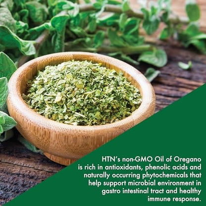 Wild geerntetes Oregano-Öl-Präparat | Europäisches Origanum Vulgare | Immun-, Verdauungs- & Antioxidans-Unterstützung | 120 Mini-Weichkapseln | Nicht-GVO, glutenfrei | von Health Thru Nutrition