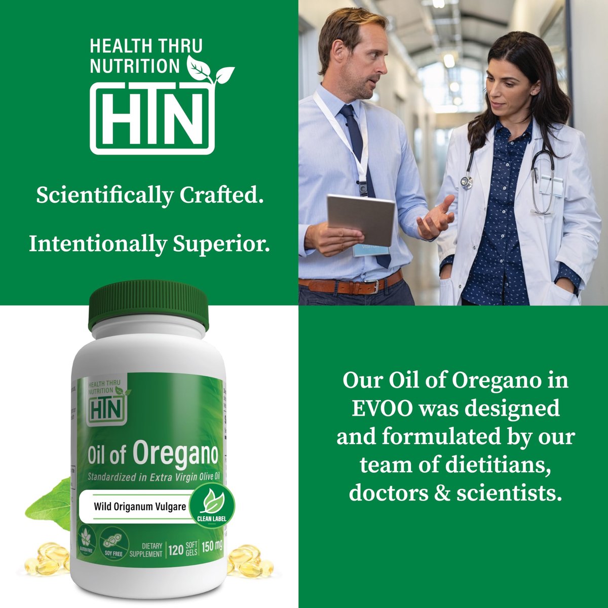Wild geerntetes Oregano-Öl-Präparat | Europäisches Origanum Vulgare | Immun-, Verdauungs- & Antioxidans-Unterstützung | 120 Mini-Weichkapseln | Nicht-GVO, glutenfrei | von Health Thru Nutrition