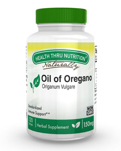 Wild geerntetes Oregano-Öl-Präparat | Europäisches Origanum Vulgare | Immun-, Verdauungs- & Antioxidans-Unterstützung | 120 Mini-Weichkapseln | Nicht-GVO, glutenfrei | von Health Thru Nutrition