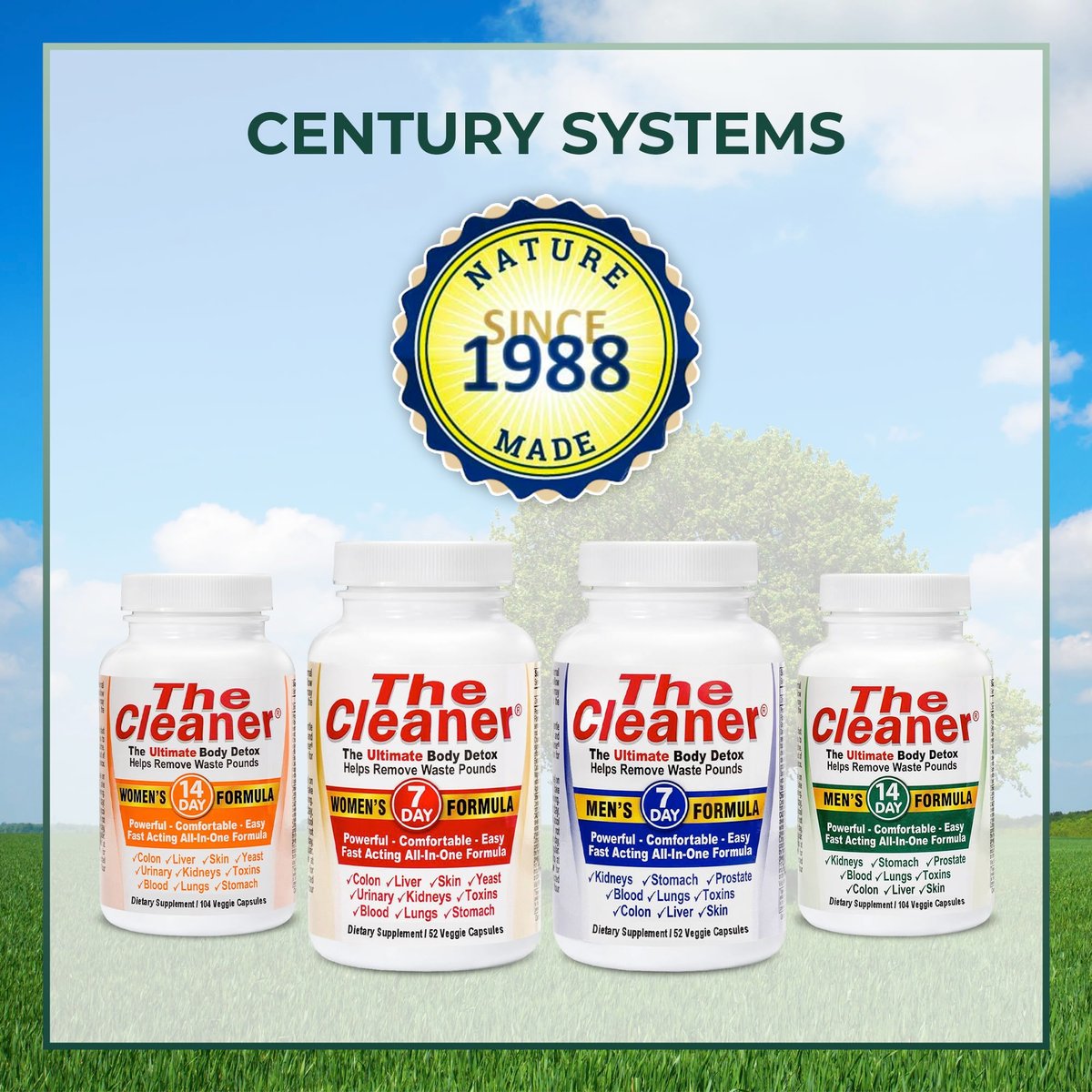 Century Systems The Cleaner Detox – 7-Tage-Komplettreinigung für Männer, 52 Kapseln