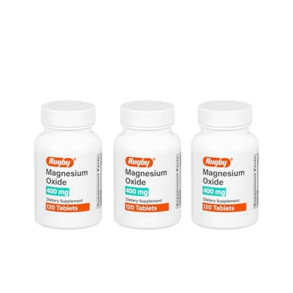 Rugby Magnesiumoxid 400 mg Tabletten – Nahrungsergänzungsmittel – Glutenfrei – 120 Stück (3er-Pack)