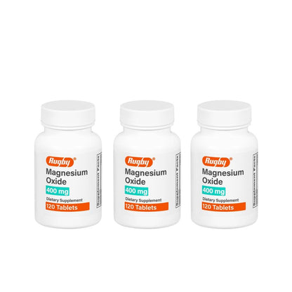 Rugby Magnesiumoxid 400 mg Tabletten – Nahrungsergänzungsmittel – Glutenfrei – 120 Stück (3er-Pack)