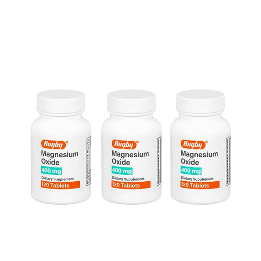 Rugby Magnesiumoxid 400 mg Tabletten – Nahrungsergänzungsmittel – Glutenfrei – 120 Stück (3er-Pack)