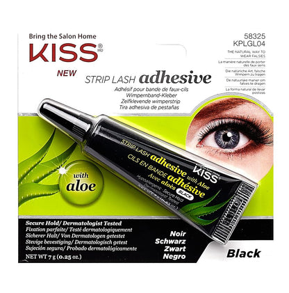 KISS Black Strip Wimpernkleber mit Aloe Vera – Dermatologisch getestet, formaldehydfrei, nicht reizend, kontaktlinsengeeignet, sicherer Halt, mit Latex, kontrollierte Dosierspitze, 0,24 Unzen