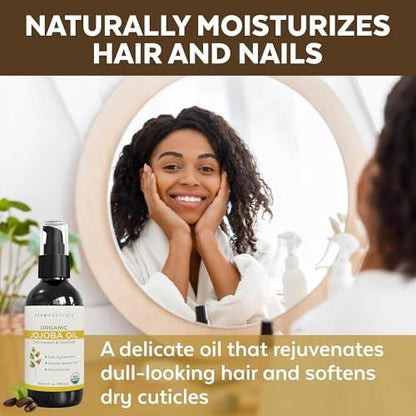 Viva Naturals Bio Jojobaöl – Rein, kaltgepresst für Haut und Haar, USDA Bio-Gesichtsfeuchtigkeitscreme, 118 ml