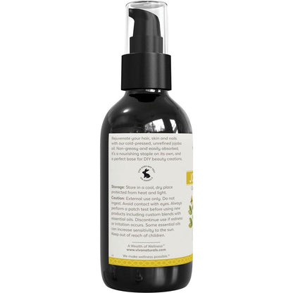 Viva Naturals Bio Jojobaöl – Rein, kaltgepresst für Haut und Haar, USDA Bio-Gesichtsfeuchtigkeitscreme, 118 ml