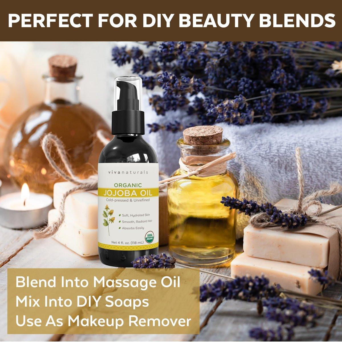 Viva Naturals Bio Jojobaöl – Rein, kaltgepresst für Haut und Haar, USDA Bio-Gesichtsfeuchtigkeitscreme, 118 ml