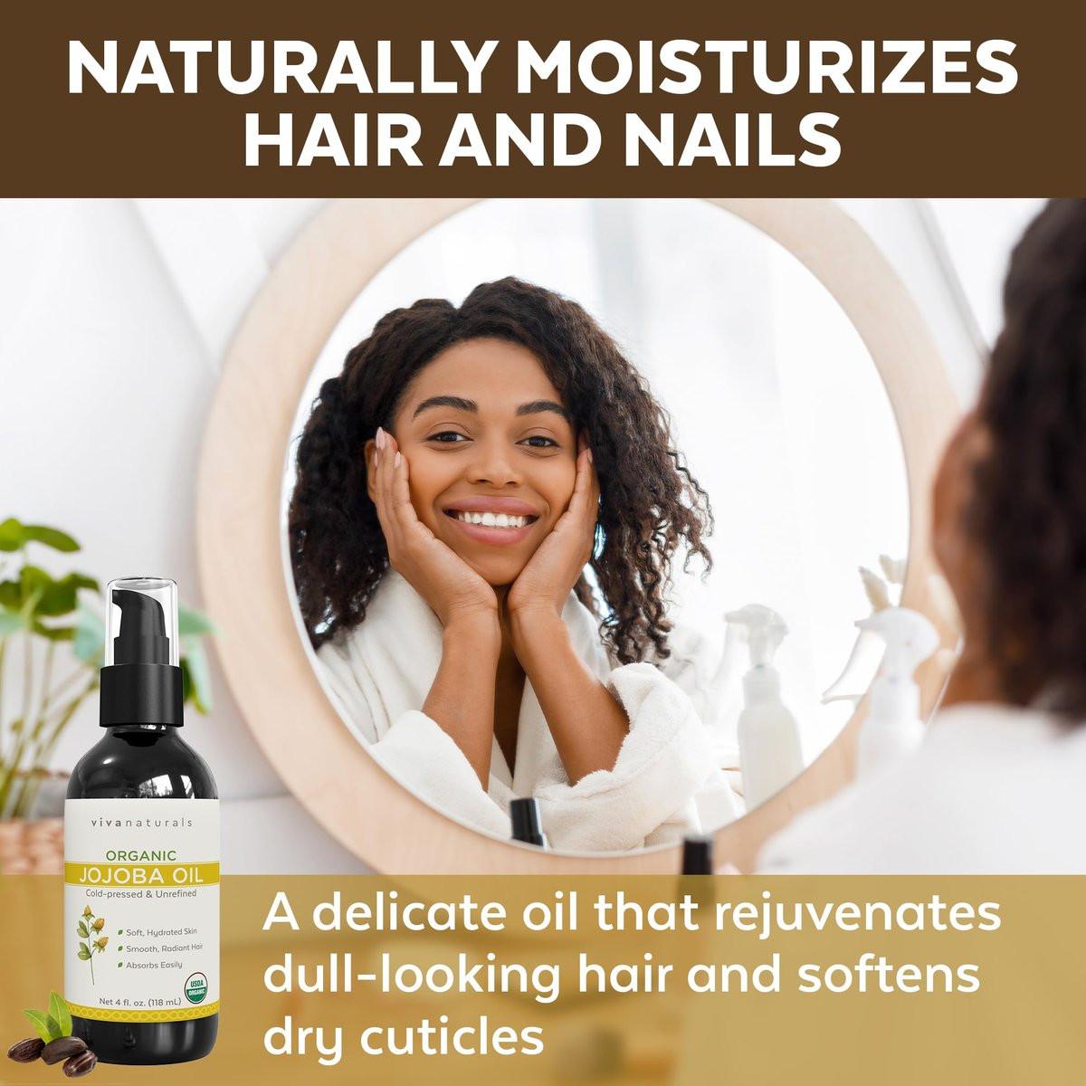 Viva Naturals Bio Jojobaöl – Rein, kaltgepresst für Haut und Haar, USDA Bio-Gesichtsfeuchtigkeitscreme, 118 ml