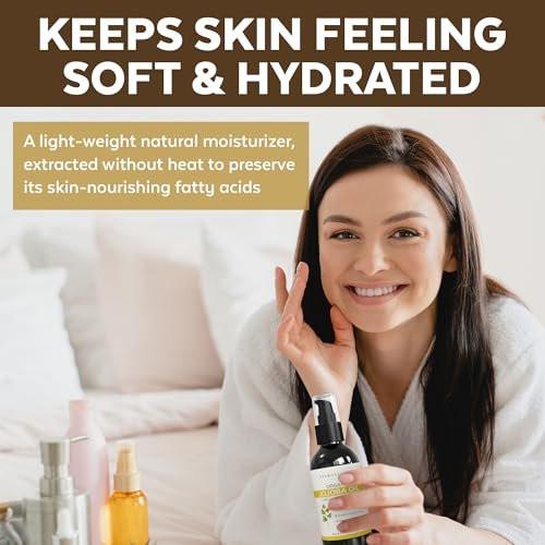 Viva Naturals Bio Jojobaöl – Rein, kaltgepresst für Haut und Haar, USDA Bio-Gesichtsfeuchtigkeitscreme, 118 ml
