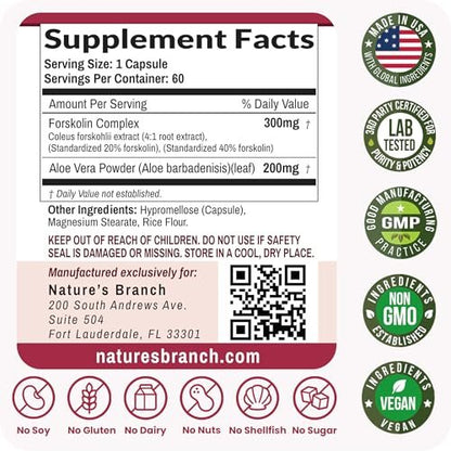 Ultra Forskolin zur Gewichtsunterstützung 500 mg – Höchste Konzentration Coleus Forskohlii Wurzelpulver Extrakt für Männer & Frauen, für die Herzgesundheit – Extra starke Energiekomplex, (2-Monats-Vorrat) 60 Kapseln