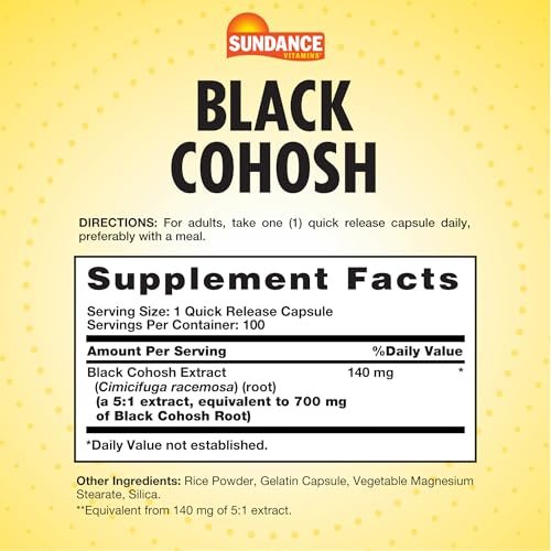 Sundance Black Cohosh | 100 Kapseln | Traditionelles Kraut | Nicht-GVO & glutenfrei