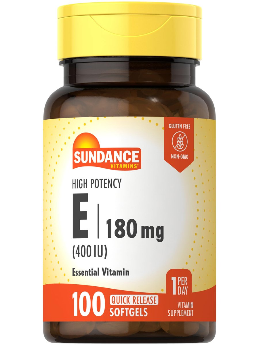 Sundance Vitamin E 180mg (400 IE) | 100 Weichkapseln | Hochdosiert | Non-GMO & Glutenfrei