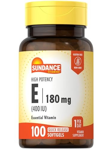 Sundance Vitamin E 180mg (400 IE) | 100 Weichkapseln | Hochdosiert | Non-GMO & Glutenfrei