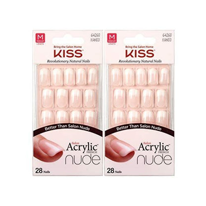 KISS Salon Acrylic Nude French 28 Stück mittellang flach (2er-Pack)