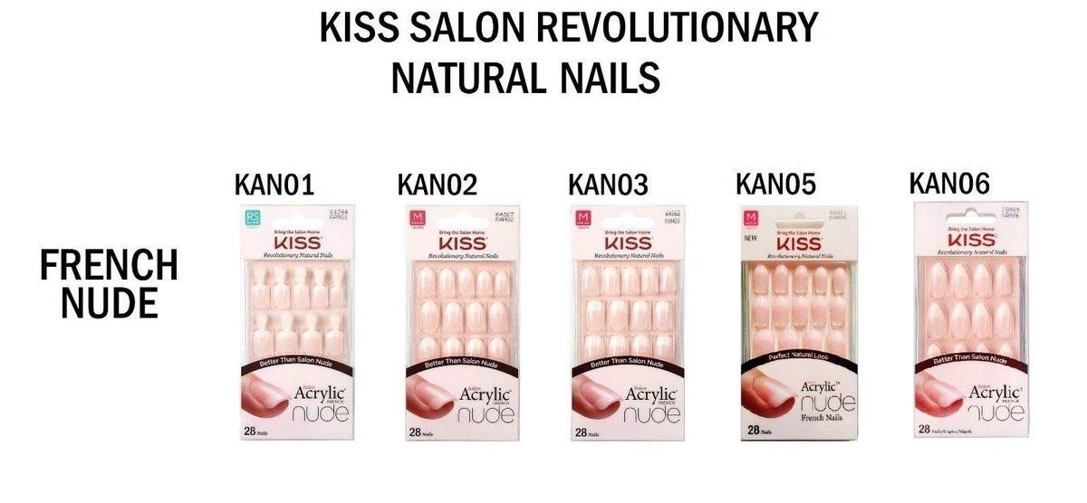 KISS Salon Acrylic Nude French 28 Stück Mittellang Flach (Packung mit 6)