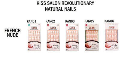KISS Salon Acrylic Nude French 28 Stück Mittellang Flach (Packung mit 6)