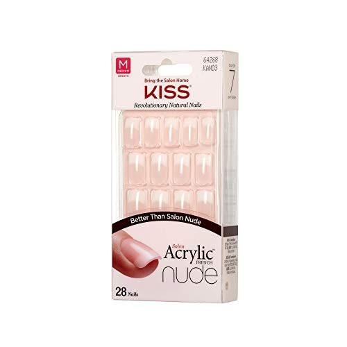 KISS Salon Acrylic Nude French 28 Stück Mittellang Flach (Packung mit 6)