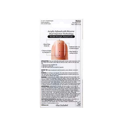 KISS Salon Acrylic Nude French 28 Stück Mittellang Flach (Packung mit 6)