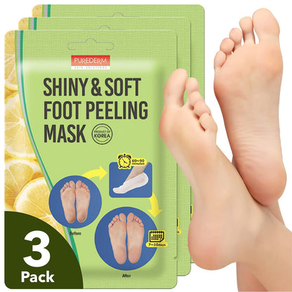 Purederm Shiny & Soft Fuß-Peeling-Maske (3er Pack) – Glatte und geschmeidige Babyhaut durch Peeling von Hornhaut, trockener Haut und rissigen Fersen – für Männer und Frauen