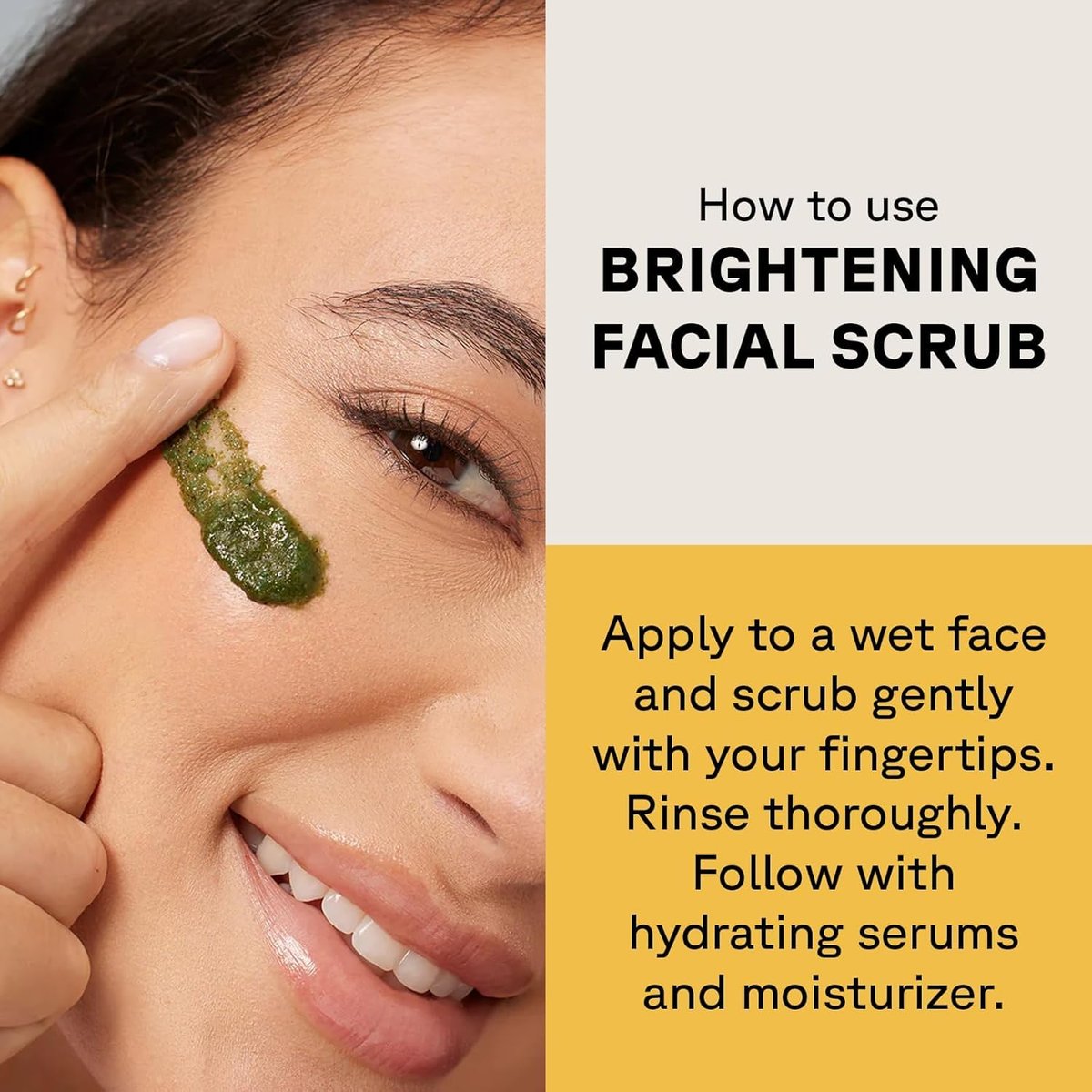 Acure Brightening Facial Scrub – Sanftes Peeling-Gesichtswasser für strahlende Haut mit Meeresalgen & französischer grüner Tonerde, 118 ml