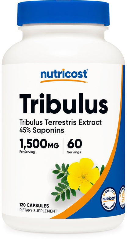 Nutricost Tribulus Terrestris Extrakt 1500mg, 120 Kapseln - 60 Portionen (750mg pro Kapsel), Nicht GVO & Glutenfrei