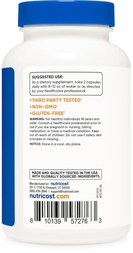 Nutricost Tribulus Terrestris Extrakt 1500mg, 120 Kapseln - 60 Portionen (750mg pro Kapsel), Nicht GVO & Glutenfrei