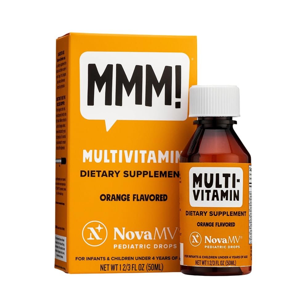 NovaFerrum MMM Multivitamin für Kinder, Kleinkinder und Babys | Vitamin C, D3, E | Glutenfrei zertifiziert | Zuckerfrei | Ohne künstliche Farbstoffe | Altersgruppe 0–4 Jahre | Orangengeschmack | 50 ml