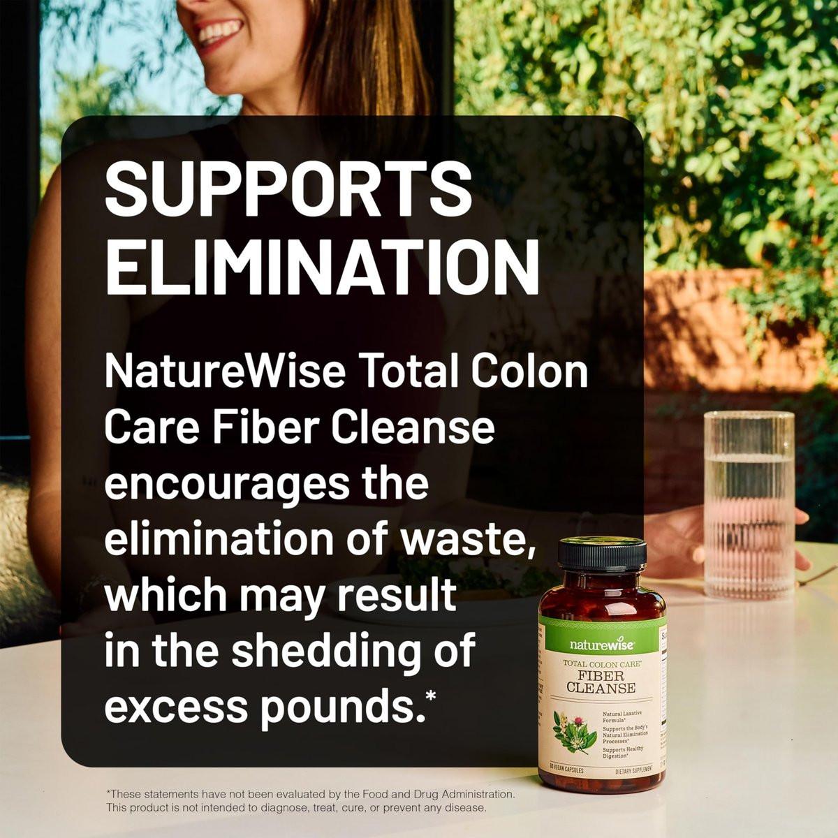 NatureWise Total Colon Care Fiber Cleanse – Natürliche Abführkräutermischung mit Präbiotika & Enzymen – 60 Kapseln (30 Tage Versorgung)