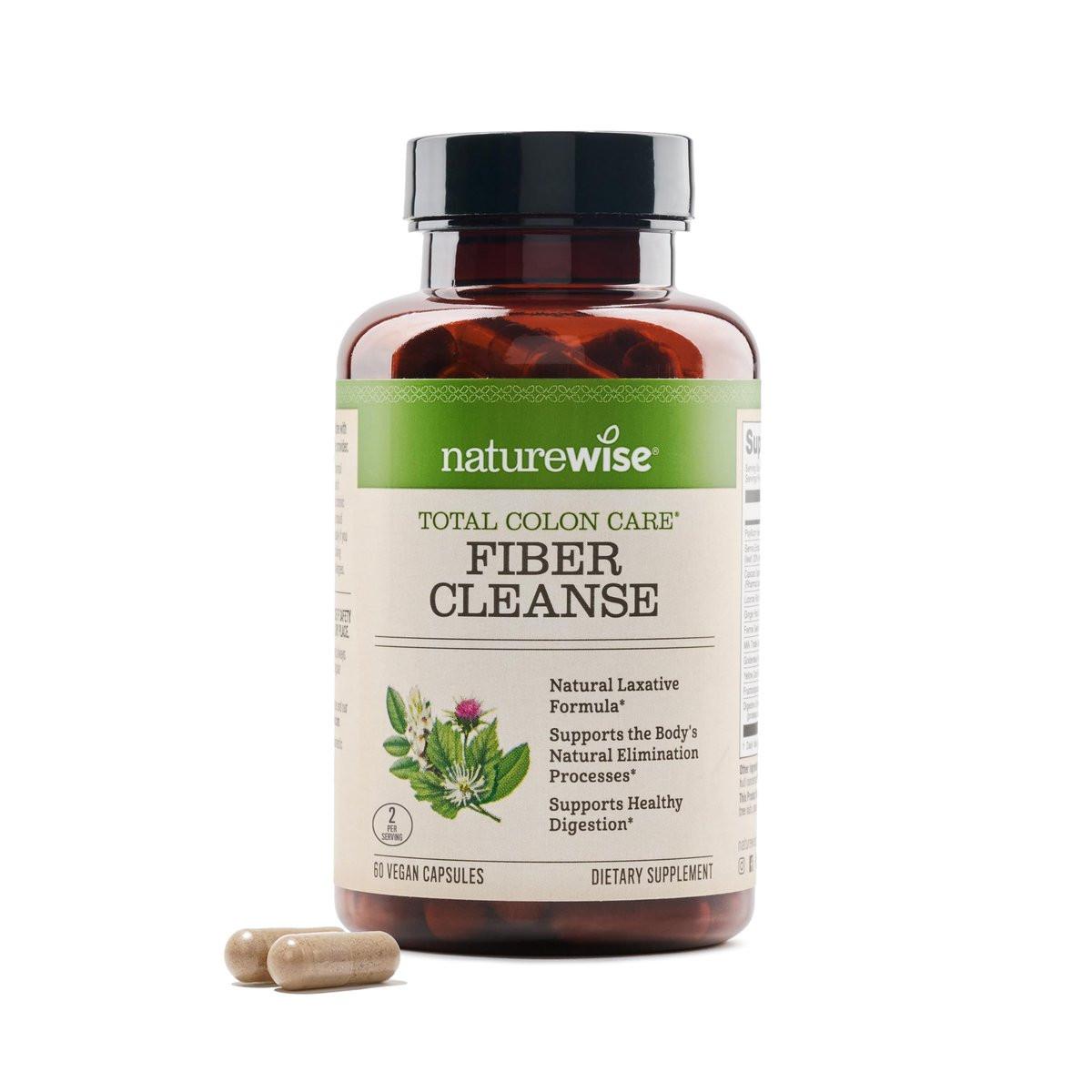NatureWise Total Colon Care Fiber Cleanse – Natürliche Abführkräutermischung mit Präbiotika & Enzymen – 60 Kapseln (30 Tage Versorgung)
