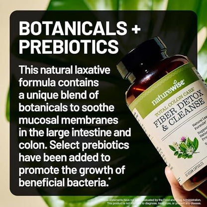 NatureWise Total Colon Care Fiber Cleanse – Natürliche Abführkräutermischung mit Präbiotika & Enzymen – 60 Kapseln (30 Tage Versorgung)