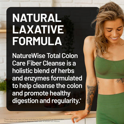 NatureWise Total Colon Care Fiber Cleanse – Natürliche Abführkräutermischung mit Präbiotika & Enzymen – 60 Kapseln (30 Tage Versorgung)