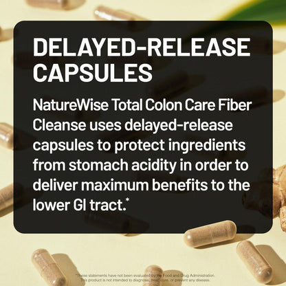 NatureWise Total Colon Care Fiber Cleanse – Natürliche Abführkräutermischung mit Präbiotika & Enzymen – 60 Kapseln (30 Tage Versorgung)