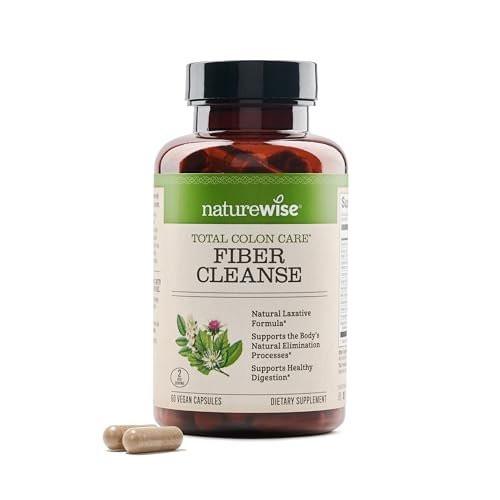 NatureWise Total Colon Care Fiber Cleanse – Natürliche Abführkräutermischung mit Präbiotika & Enzymen – 60 Kapseln (30 Tage Versorgung)