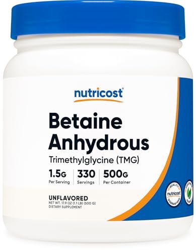 Nutricost Betain-Anhydrat Trimethylglycin (TMG) Pulver 500 g – Hochreines Nahrungsergänzungsmittel
