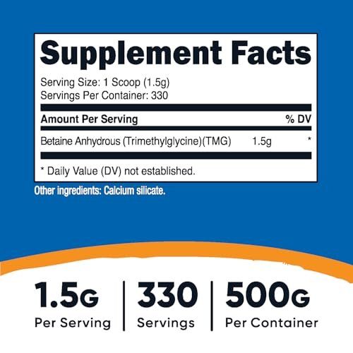 Nutricost Betain-Anhydrat Trimethylglycin (TMG) Pulver 500 g – Hochreines Nahrungsergänzungsmittel
