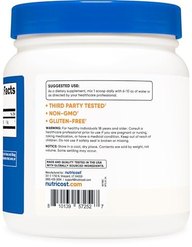 Nutricost Betain-Anhydrat Trimethylglycin (TMG) Pulver 500 g – Hochreines Nahrungsergänzungsmittel