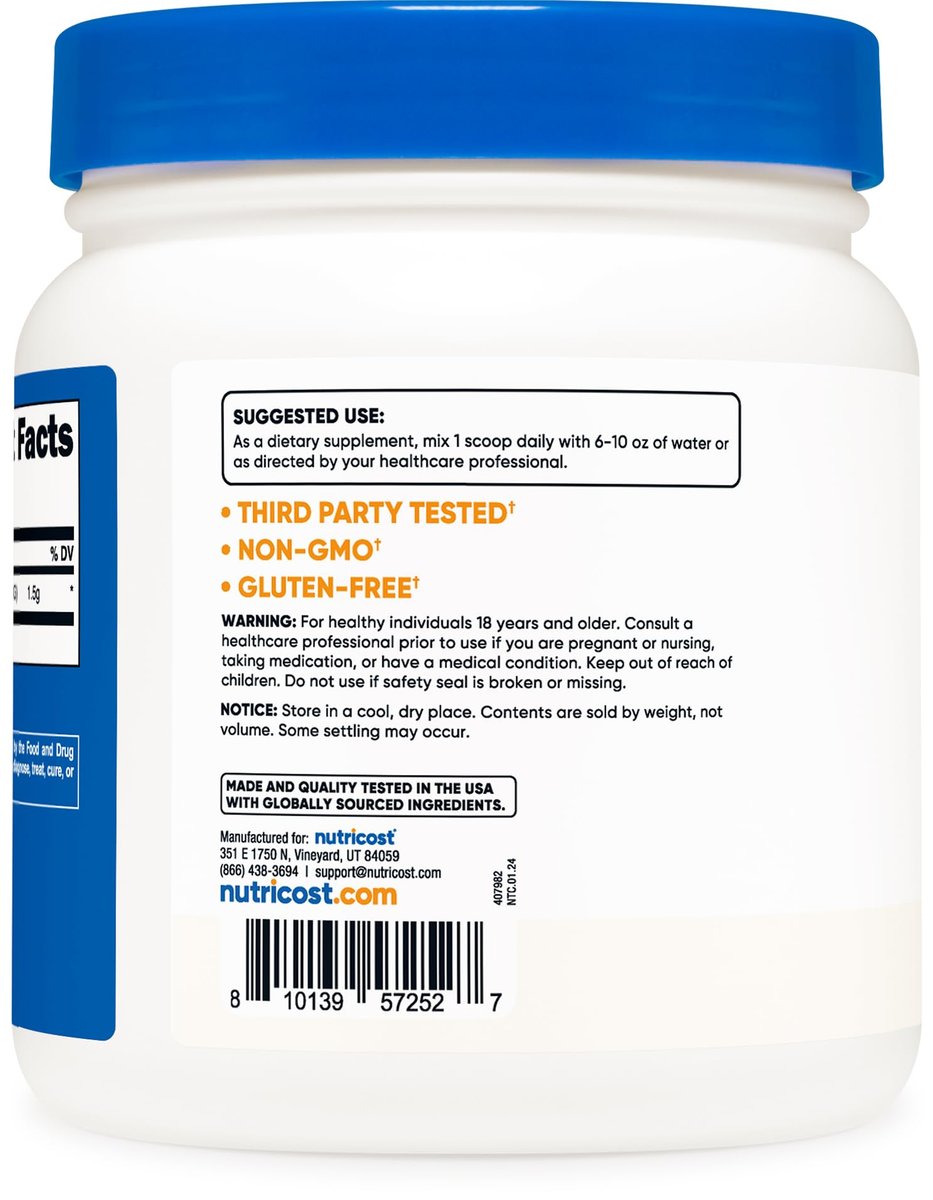 Nutricost Betain-Anhydrat Trimethylglycin (TMG) Pulver 500 g – Hochreines Nahrungsergänzungsmittel
