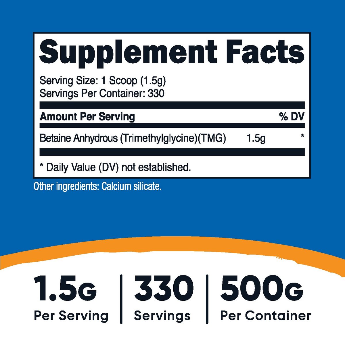 Nutricost Betain-Anhydrat Trimethylglycin (TMG) Pulver 500 g – Hochreines Nahrungsergänzungsmittel