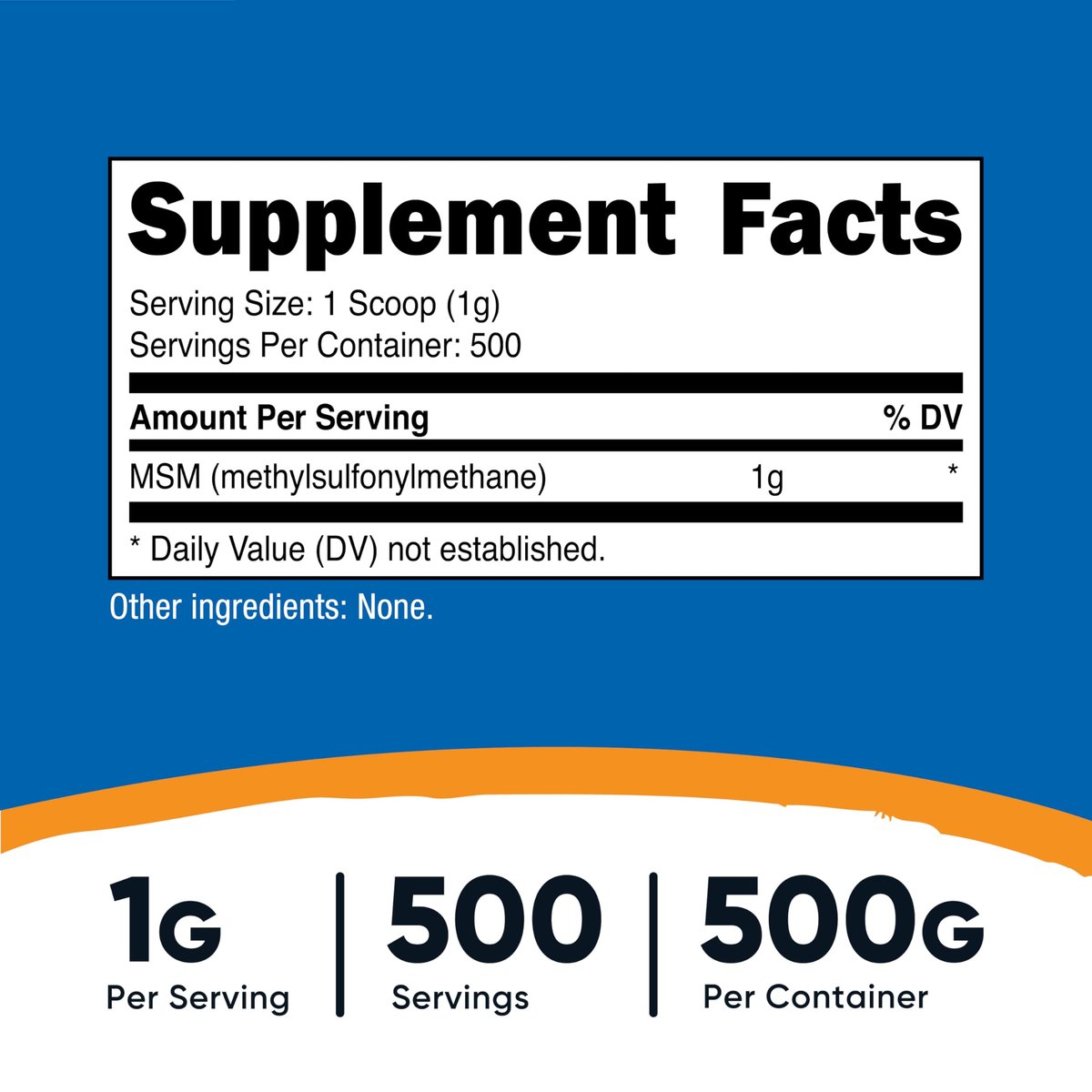 Nutricost Reines MSM-Pulver 500 g – Methylsulfonylmethan, hochrein, laborgeprüft