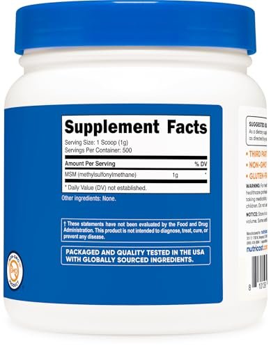 Nutricost Reines MSM-Pulver 500 g – Methylsulfonylmethan, hochrein, laborgeprüft